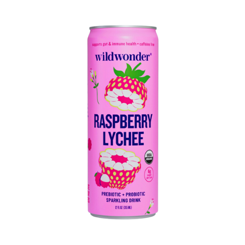 wildwonder Raspberry Lychee Sparkling Juice Prebiotic + Probiotic Drink